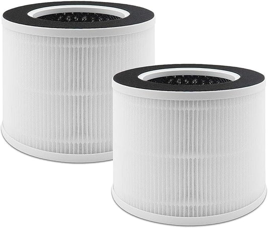 2 Pack True Air Purifier Filter Replacement for RENPHO RP-AP088, Compatible with RP-AP088W RP-AP088B RP-AP088-F1 and RP-AP088-F2, Activated Carbon Filter, White