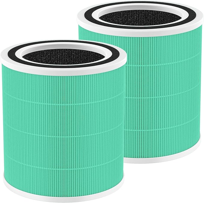 2 Pack AC400 Toxin Absorber Replacement Filter for Purivortex AC400 Air Purifier, 3-in-1 HEPA Filters with High Efficiency Activated Carbon Filter, Green
