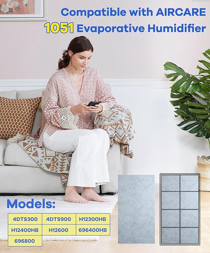 2 Pack Activated Carbon filters Compatible with AIRCARE 1051 Evaporative Humidifier, Essick Air Part # 1051-Models 4DTS300, 4DTS900, H12300HB, H12600,H12400HB,696800，696400HB