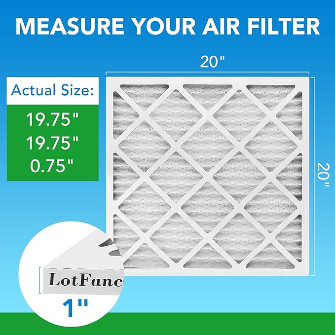 LotFancy 20x20x1 Air Filter, 4 Pack MERV 8 Pleated Furnace Air Filters Replacement for HVAC (Actual Size: 19.75"x19.75"x0.75")