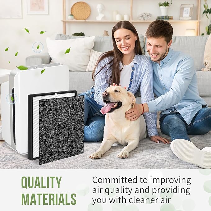 FLT5900 Filter J Compatible with Germ-Guardian Air Puri-fier Filter FLT5900, Fit for Models AC5900WCA and AC5900WDLX, 2 H13 HEPA Filters & 4 Carbon Pre-filters