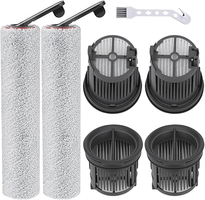 Roller Brush and Filter Replacement Compatible with Dreame H14, H14 Pro Vacuum Cleaner, Replaces Part Include 2 Rollers and 4 Hepa Filters
