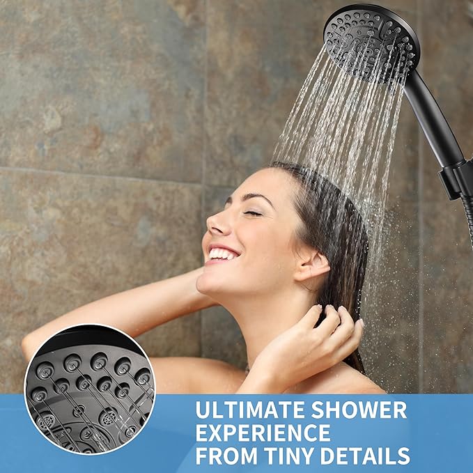 10 Spray Shower Head with Handheld,High Pressure shower heads with Handheld Spray Combo,Hand Held Shower Head with 60 Inch Long Hose (Matte Black)