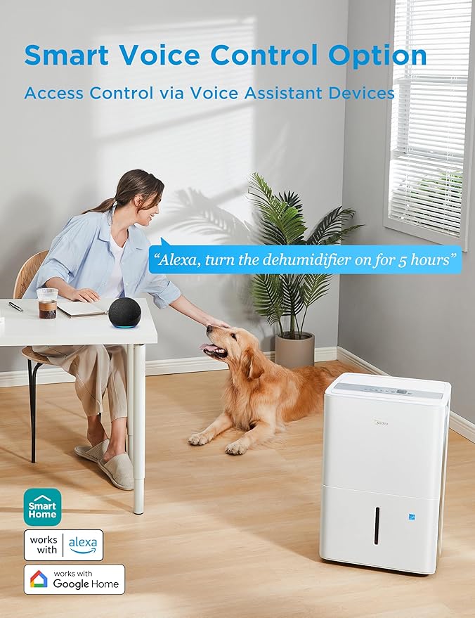 Midea 3,000 Sq. Ft. Energy Star Certified Dehumidifier With Reusable Air Filter 35 Pint - Ideal For Basements, Large & Medium Sized Rooms, And Bathrooms (White)