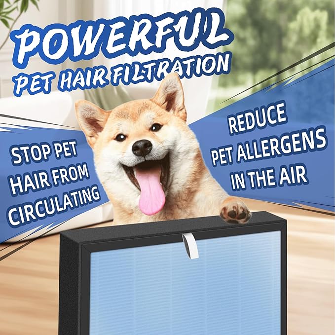 HSP001 True HEPA Filter Replacements for Air Purifier Filters HSP001,4 in 2 H13 True HEPA Filter with Activated Carbon Pre-Filter,2 Pack