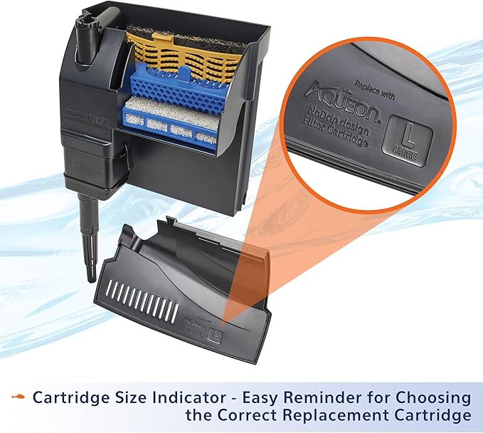 Aqueon SmartClean Power Filter with EcoRenew Filter Cartridge, Quick and Easy Water Changes, Quiet Operation, Adjustable Flow, for 20-30 Gallon Freshwater and Saltwater Aquariums, Large