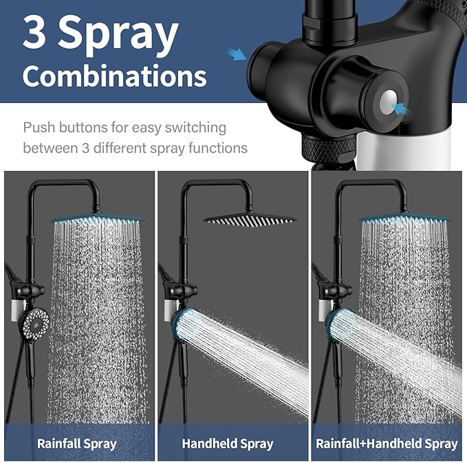 KAIYING Dual Shower Heads with Handheld Spray Combo, Magnetic Filtered Showerhead, Bathroom High Pressure Rainfall Shower Head and Handle Set with Filter for Hard Water, 79" Long Hose (Matte Black)