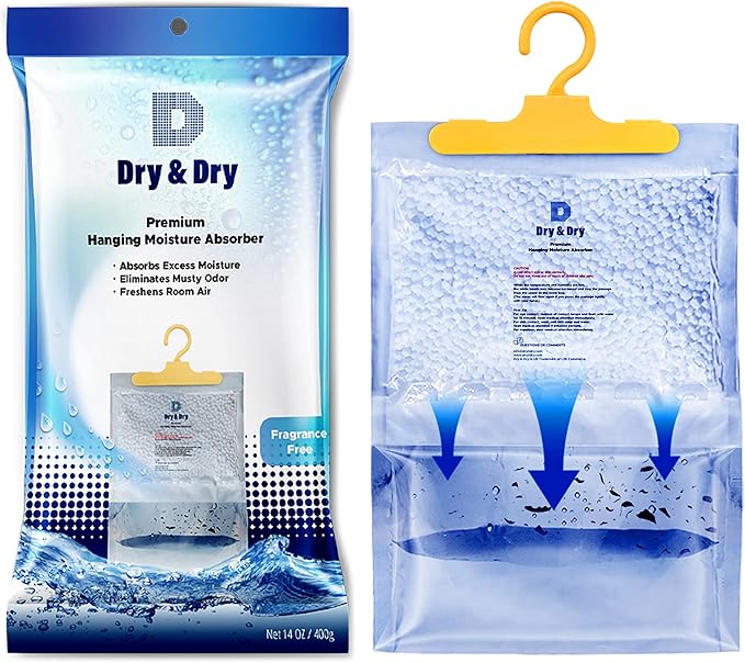 Dry & Dry 4 Pack[14 OZ] Premium Moisture Absorbers Dehumidifiers for Home Dehumidifier for Basement Dehumdifiers for Bedroom Small Dehumidifiers - Dehumidifiers Moisture Absorber