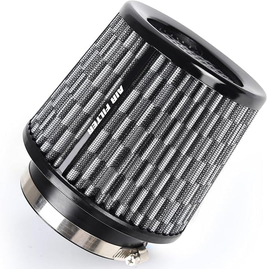 4 Inches Cold Air Intake Filter 3" or 3.5" or 4" High Performance Washable Clamp-On Replacement Cone Air Filter 3 in 1 Size Carbon Fiber Pattern