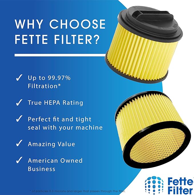 Fette Filter - Replacement Filter Compatible with Compatible with RYOBI PWV200 PWV201 PWV200B 18V ONE+ 4.75 Gal. Wet/Dry Vac, Compare to Part # A32RF03N. Pack of 2