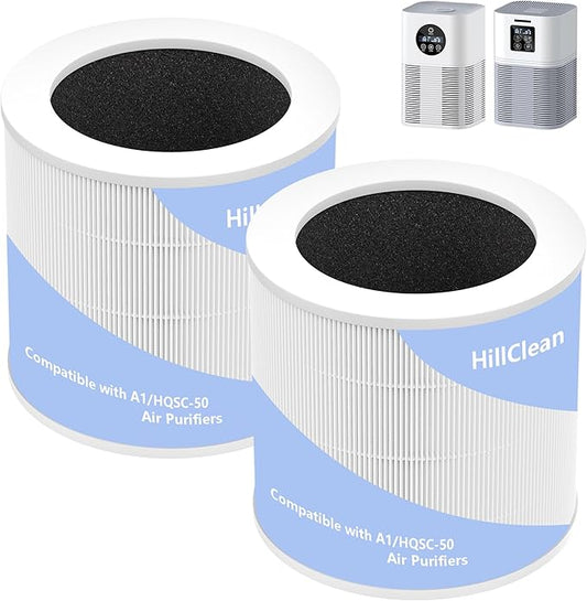 A1 Replacement Filter Compatible with VEWIOR Air Purifier HQSC-50, HQKJ-80, AMEIFU AP01W, KOIOS HQKJ-50 Air Pur ifier, 3-in-1 H13 True HEPA Air Cleaner Filter (2 Pack Original)