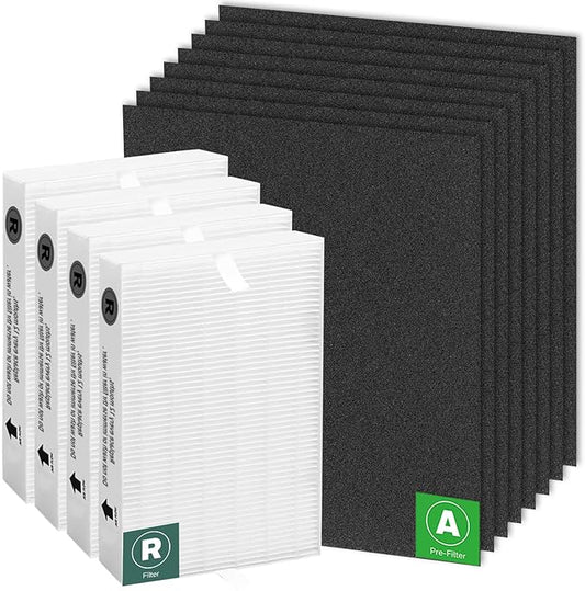 APPLIANCEMATES HPA200 Replacement Filters for Honeywell HPA200 HRF-ARVP200 Series Air Purifiers HPA200, HPA201, HPA202, HPA204, HPA250, HPA5200, 4 R Filter and 8 Carbon Pre-Cut Pre-Filters A