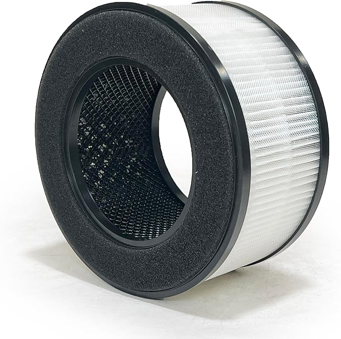 Nispira BS-01 3-In-1 True HEPA Filter Replacement Compatible with Slevoo Air Purifier BS-01 | Removes Smoke, Chemical VOCs, Odor | 3 Packs