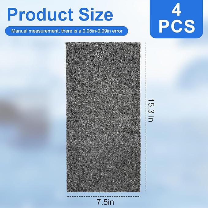 ARC-14S Activated Carbon Filter Cartridge Replacement for Whynter Portable Air Conditioners, Compatible with ARC-CF-14S,ARC-14SH,ARC-141BG and ARC-143MX Models-4 Pcs