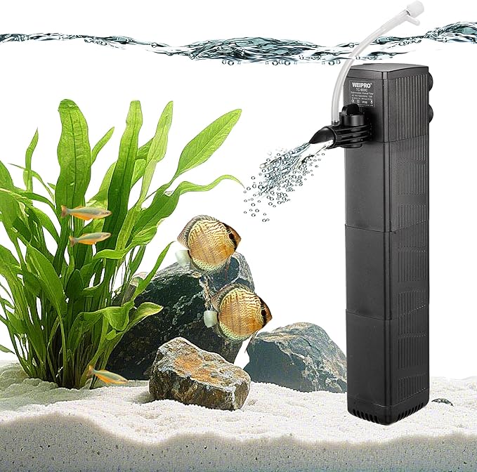 Internal Fish Tank Filter with 3-Stage Biochemical Sponge Filtration, 10W Adjustable Water Flow Submersible Aquarium Filter Pump for 20~40 Gal Freshwater or 15~25 Gal Saltwater, TC-900C(190GPH)