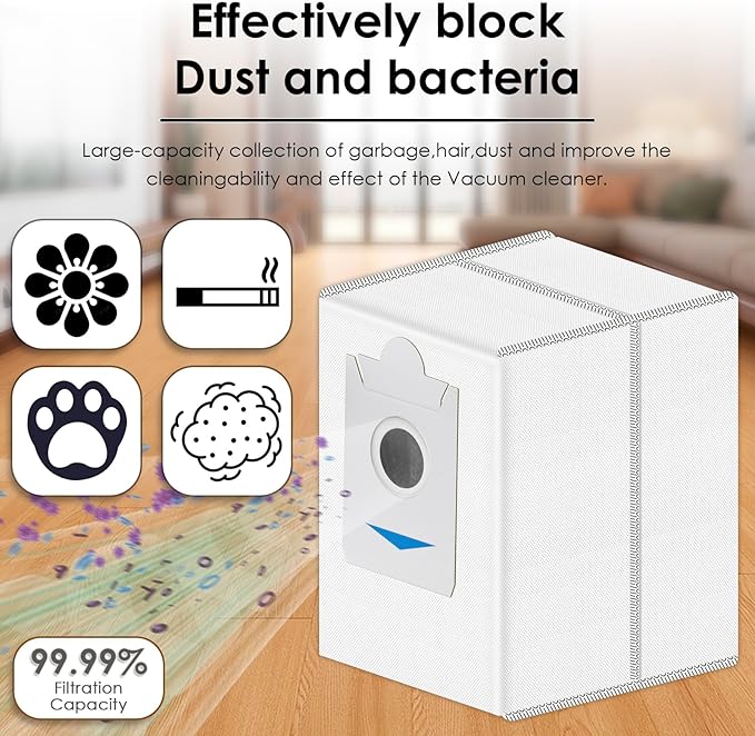 (15 Pack) T30S Replacement Dust Bags for ECOVACS DEEBOT T30S/ T30S Pro/ T30S AI/ T30S Care/ X5 Omni/ X5 Pro Omni/ X2/ X2 Omni/ DEX86 Vacuum Bag, Activated Carbon Disposal Bags (NOT FOR T30S COMBO)