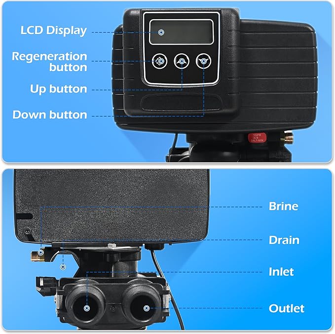 Time Type 5600SXT Water Softener Control Head, 110V Water Softener System Filter Control Head, Electronic Water Softener Valve, Inlet/Outlet DN25, Complete Accessories