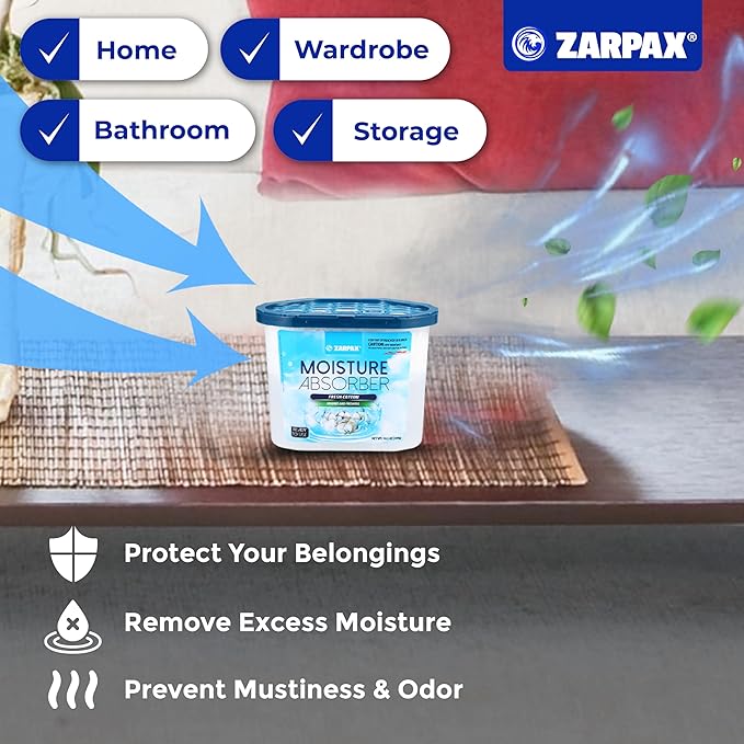 Moisture Absorber Fresh Cotton 10.5 oz/300g | Removes Moisture, Damp & Humidity | Odor Absorber With Fresh Cotton Fragrance | Moisture Trap for Bathroom, Closet, Kitchen | Set of 15