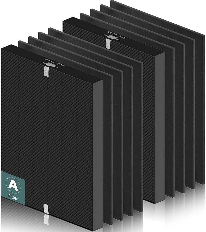 115115 HEPA Smoke Remover Replacement Filter A for Winix PlasmaWave Air Purifier C535 5300 5300-2 6300 6300-2 P300 AM90 C909 9800, 2 x True HEPA Size 21 Filter + 8 x Carbon Pre-Filters, Black