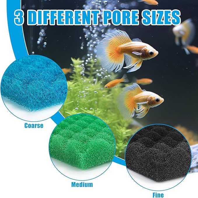 AQUANEAT Aquarium Bio Sponge Foam Filter Media Pad Cut-to-fit for Fish Tank Sump Pond 17" x 11" x 1/2" to 1"
