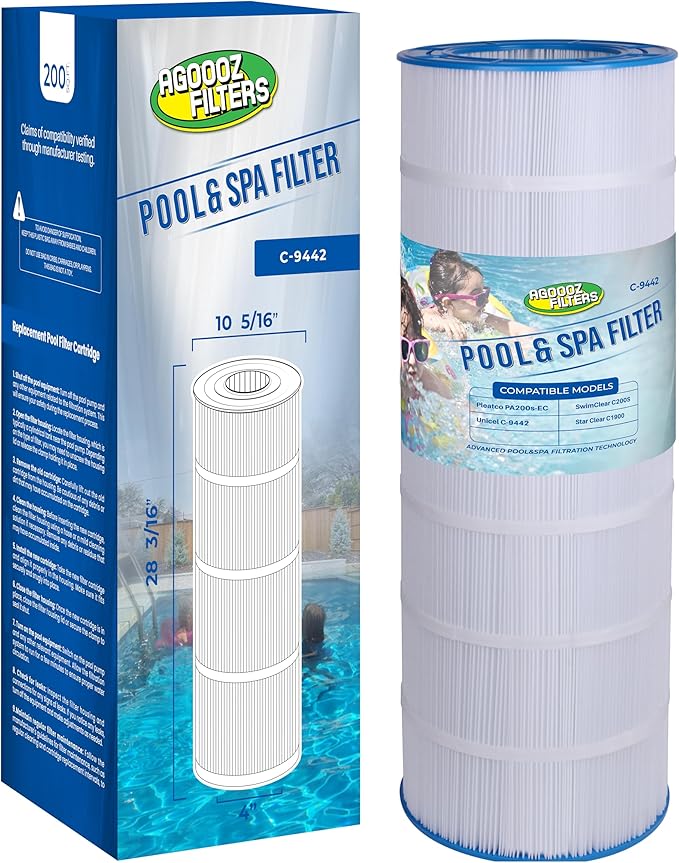 C200S Filter Compatible with CX200XRE, SwimClear C200S, C200S, Unicel C-9442, PA200S, 200 Sq. Ft Pool Filter Cartridge, 1 Pack