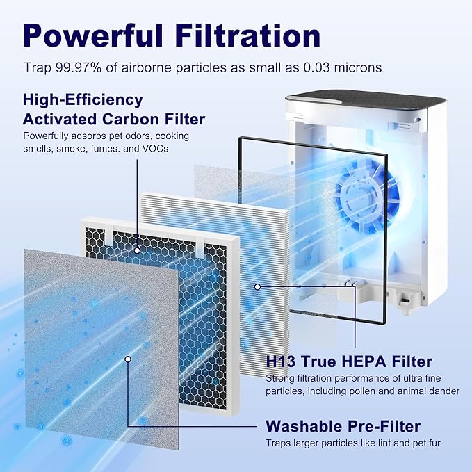 2 Pack Vital 100 Replacement Filter for LEVOIT Vital 100 Air Purifier, H13 True HEPA and High-Efficiency Activated Carbon Filter, Part Number Vital 100-RF