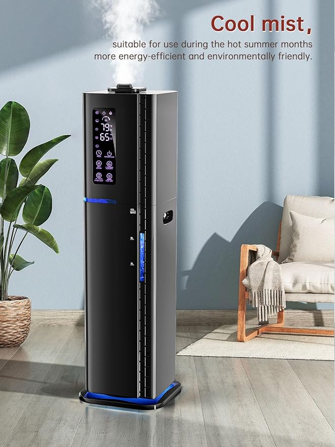 2.64Gal Humidifiers for Bedroom Large Room, Warm and Cool Mist up to 500ft², Top Fill Diffuser Ambient Light, 3 Mist Modes, 24H Timer, 35dB Quiet Humidifier for Home Office Plants