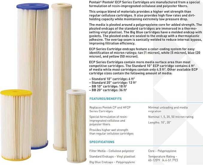Pentair Pentek Big Blue Filter Housing and Sediment Water Filter Cartridge Bundle