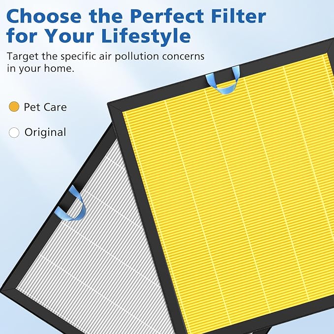 Vital 200S Pet Care Replacement Filter Compatible with LEVOIT Vital 200S Air Purifier, 3-in-1 Filtration with Activated Carbon Vital 200S-P Filter, Vital 200S-RF-PA (LRF-V201-YUS), 2 Pack, Yellow