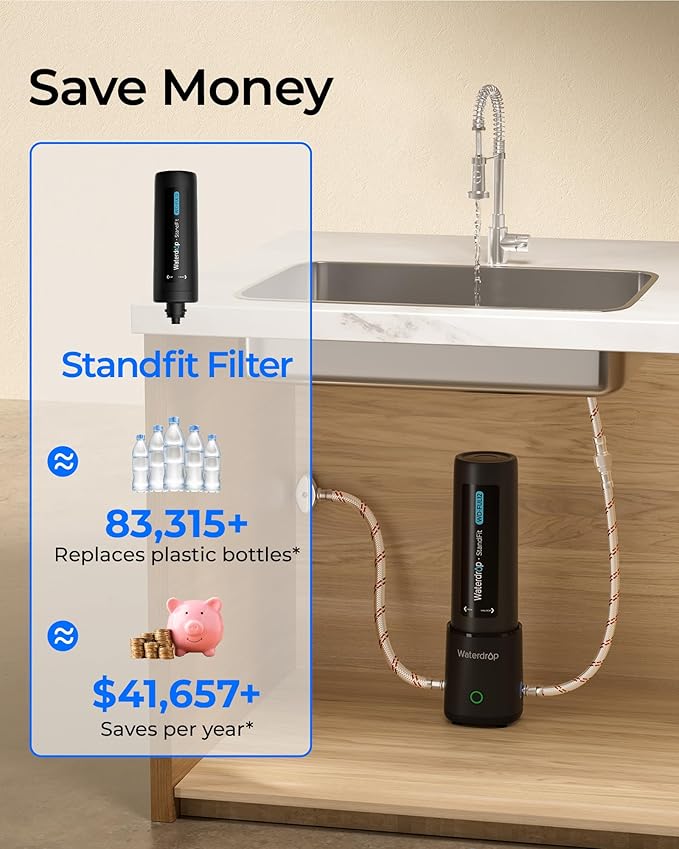 Waterdrop 10UA PRO Under Sink Water Filter, No Drill Required, Time Reminder, Easy Installation, Reduces Lead, Chlorine, Bad Taste & Odor, NSF/ANSI 42 Certified, 11000 Gallons, Does not Lower TDS
