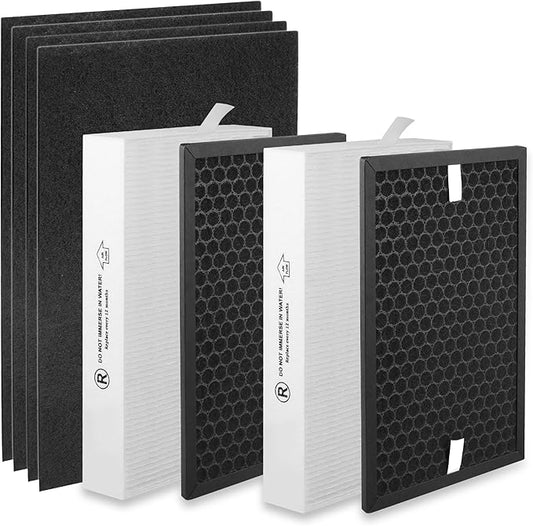HPA5200B True HEPA Replacement Filter Compatible with HPA 5200 5220 5250 3200 Air Purifiers, 2 R HEPA, 2 S Carbon and 4 A Pre-Filters, Part # HRF-R HRFSC1 HRF-ARVP200 HRF-A200