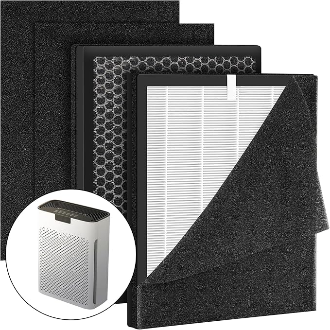 2 Pack KJ190L Replacement Filter,Compatible with MOOKA KJ190L Pet Air Purifier,Suitable for Large Room with 2000 Ft², 2 Replacement Filter & 4 Washable Pre-Filters for Pet-raising family