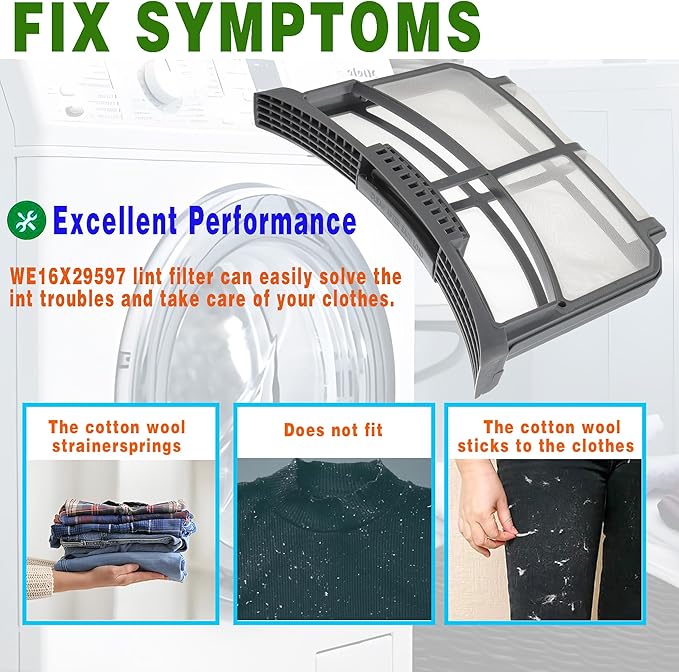 (Upgraded) Dryer Lint Filter Trap Screen Fit for GE Clothes Dryer Dryer Lint Strainer Replaces WE16X32537 WE16X29597 AP7205579