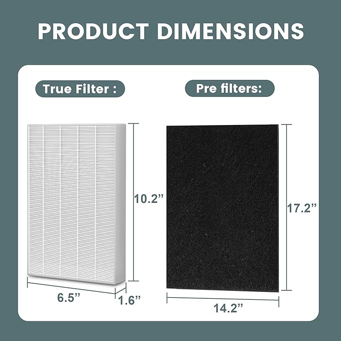 HPA300 HEPA Filter Replacement for Honeywell HPA300 Series Air Purifiers, HPA300, HPA304, HPA300VP, HPA3300b, Replace HRF-R3(6 Ture HEPA R Replacement Filter + 8 Activated Carbon Pre-Filter)