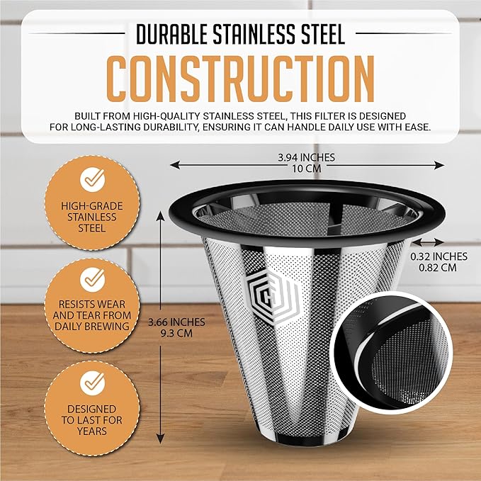 HEXNUB Reusable Coffee Filter for Fellow Stagg XF - Stainless Steel Paperless Pour Over Brewing, Sustainable Mesh Filter for Fellow Coffee Makers