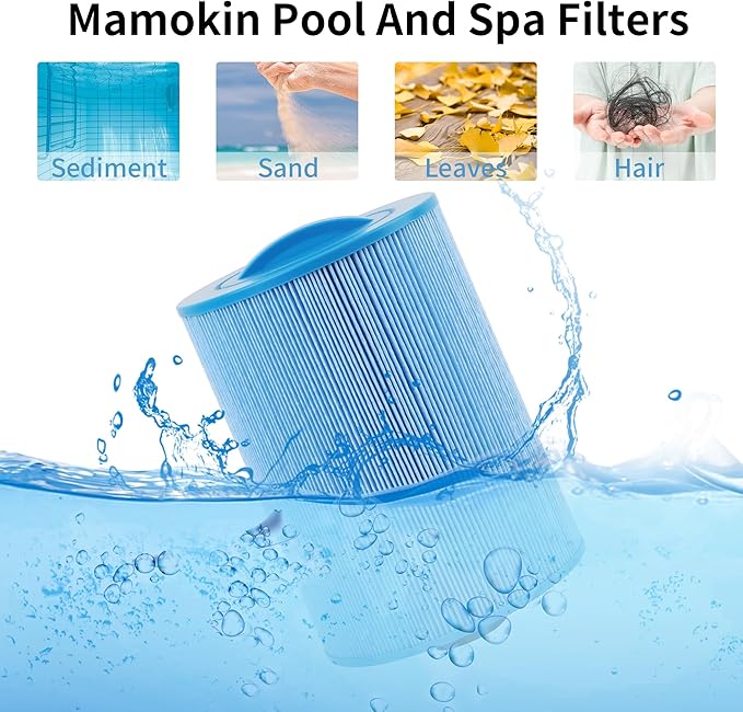 PWW50P3-M Spa Filter, Replaces Unicel 6CH-940RA，Filbur FC-0359M, 817-0050, 25252, 03FIL1400, PWW50P3-M(1 1/2" Coarse Thread),45 sq.ft Screw in Hot Tub Filter,L x OD:7 5/8"x 6" 2 Pack