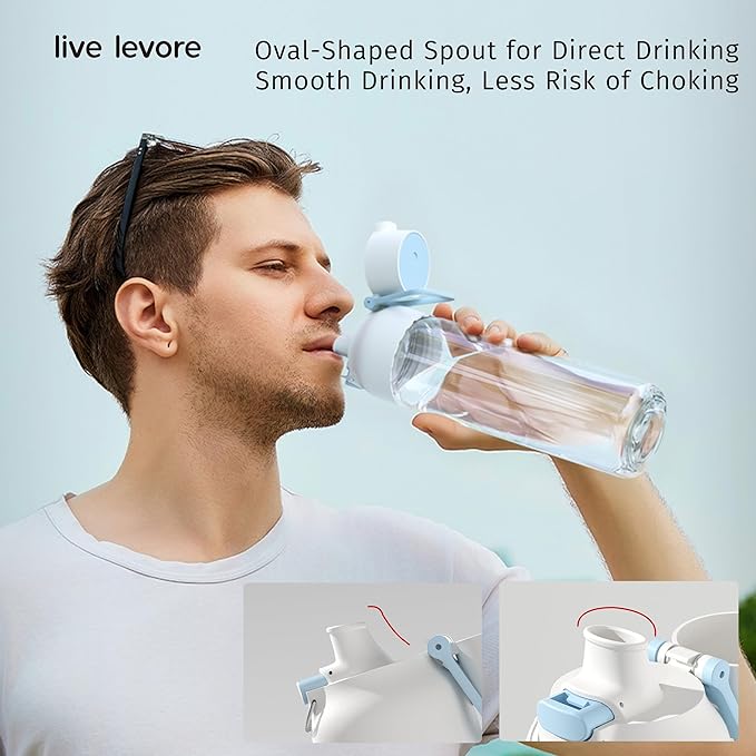 750ml Leak Proof Water Bottle with Flip Top Lid, BPA-Free USA Tritan Drink Bottle, Dishwasher Safe for Office, Outdoor & Daily Use (White B, 1 Pack)