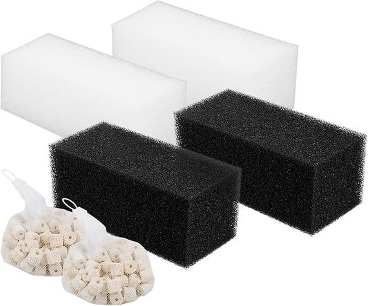 3-Stage Filtration Replacement for Fluval AquaClear 110/500 Filter Media Kit with Ceramic Media, Carbon, Foam, Filter Media Kit for 60-110 Gallon Fish Tank Aquariums - 2 Sets