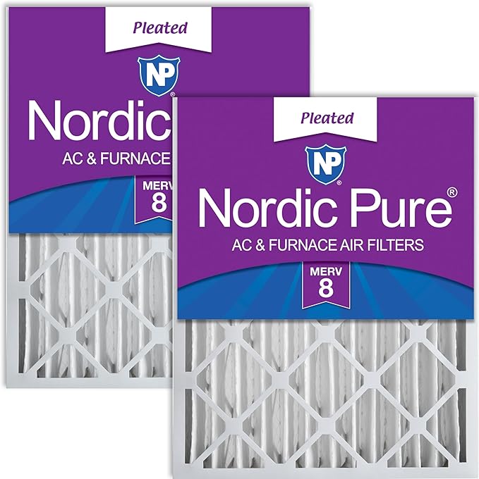 Nordic Pure 16x25x4 (15_1/2 x 24_1/2 x 3_5/8) Pleated MERV 8 Air Filters 2 Pack