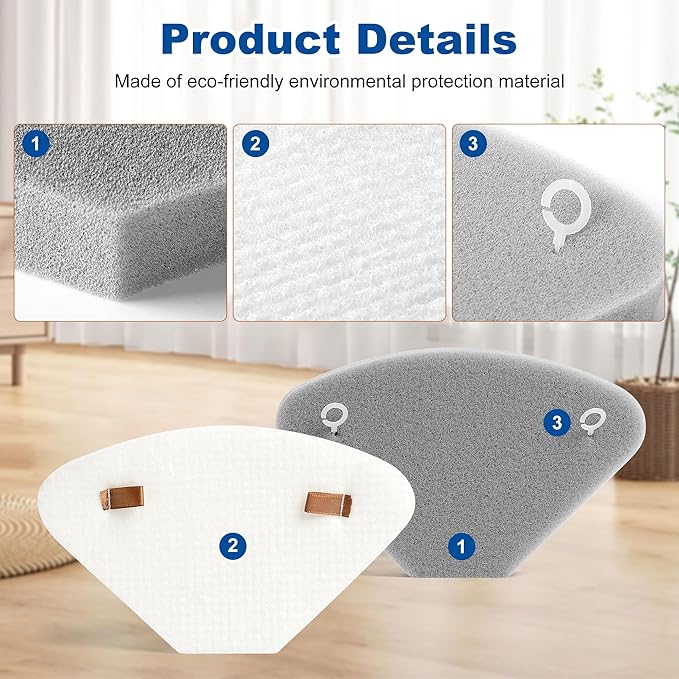 4 Pack IP3251 IP3252 IP3124 Auto Empty Dock Pre Motor Exhaust Foam Felt Filter Assemblies compatible with Shark Cordless PowerDetect Clean Empty Lightweight Stick Vacuum Auto Empty System, XAFFIP3251