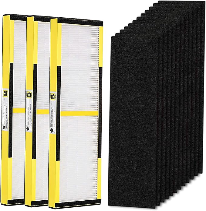 3 Pack FLT4825 HEPA Filter B Replacement with Activated Carbon Pre-Filters Compatible with Air Purifier AC4825 AC4300 AC4800 AC4900 AC4850