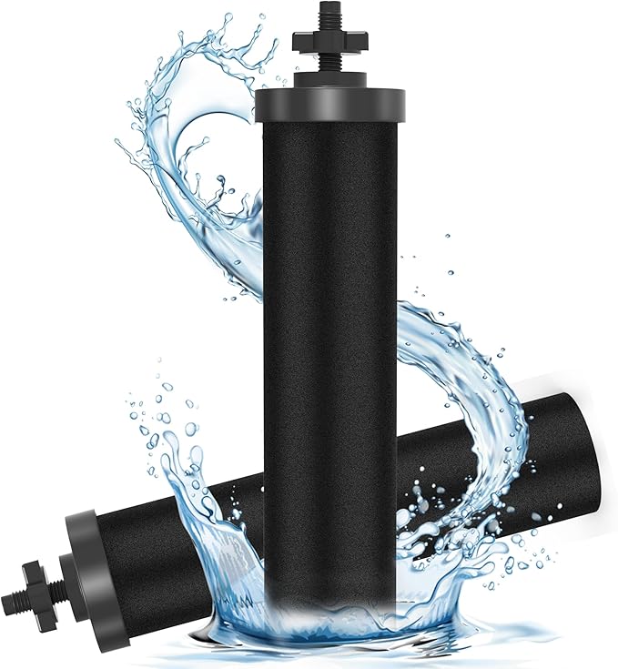 NSF/ANSI 42&372 Certified Water Filter，Gravity Water Filter Replacement for Berkey® BB9-2® Black Purification Elements and Berkey® Gravity Filter System, 2 Pack