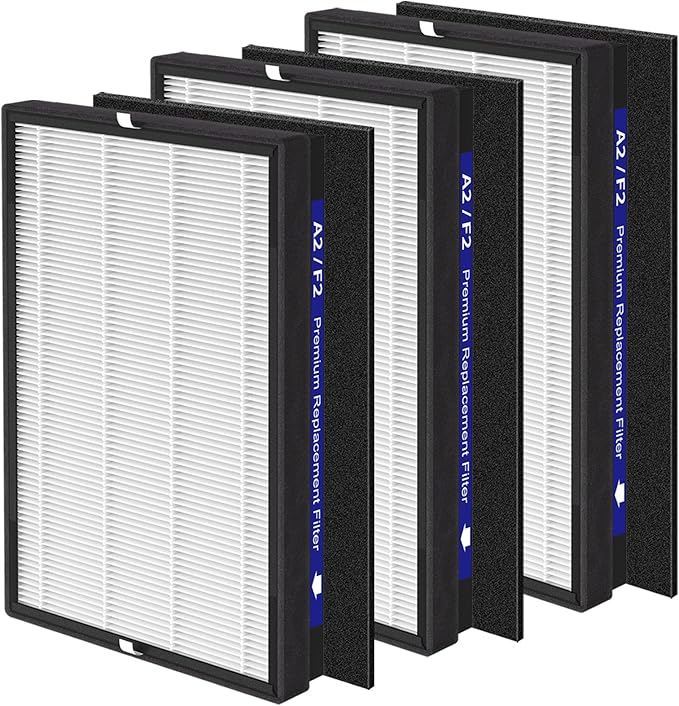 3 Pack A2 F2 True HEPA Replacement Filter Compatible with 3M Filtrete Room Purifier Models FAP-C02-A2, FAP-C03-A2, FAP-T03-A2, FAP-C02WA-G2, FAP-C03BA-G2, FAP-T03BA-G2, FAP-SC02N, Part # 1150101