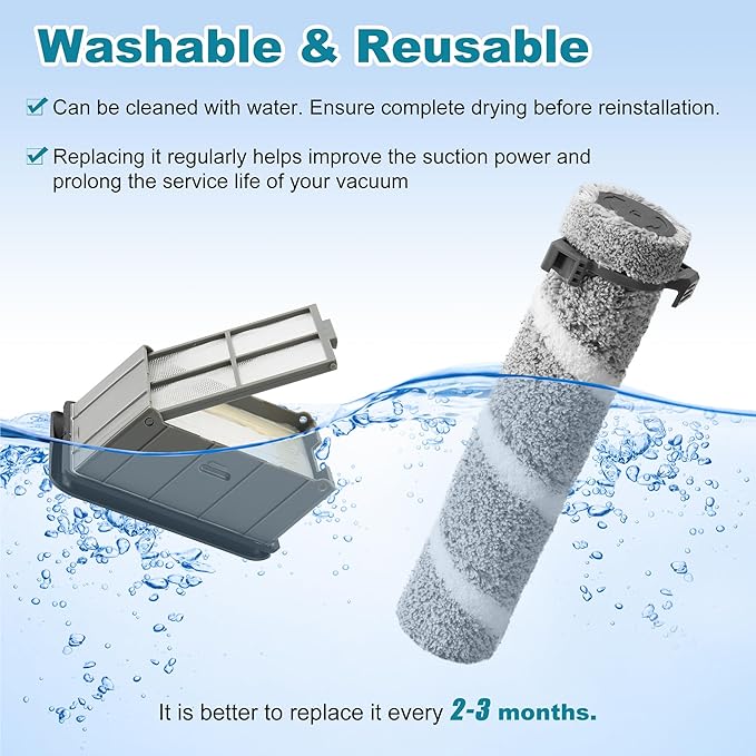 3930F 3933 3930 Brush Roll Filter Replacement Kit for Bissell CrossWave OmniForce Edge Cordless Multi-Surface Hard Floor Cleaner Wet Dry Vacuum, 2 HEPA Filters, 2 ZeroGap Brush Roll, 1640897, 1640066