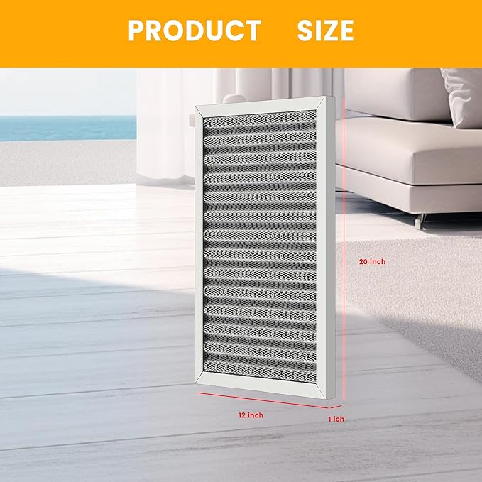 12x20x1 HVAC Furnace Air Filter, Lasts a Lifetime, Washable, the Last HVAC Filter You Will Ever Buy, Breathe Safely at Home or in the Office,Merv 8(Actual Size:11.69x19.8x0.8Inch)