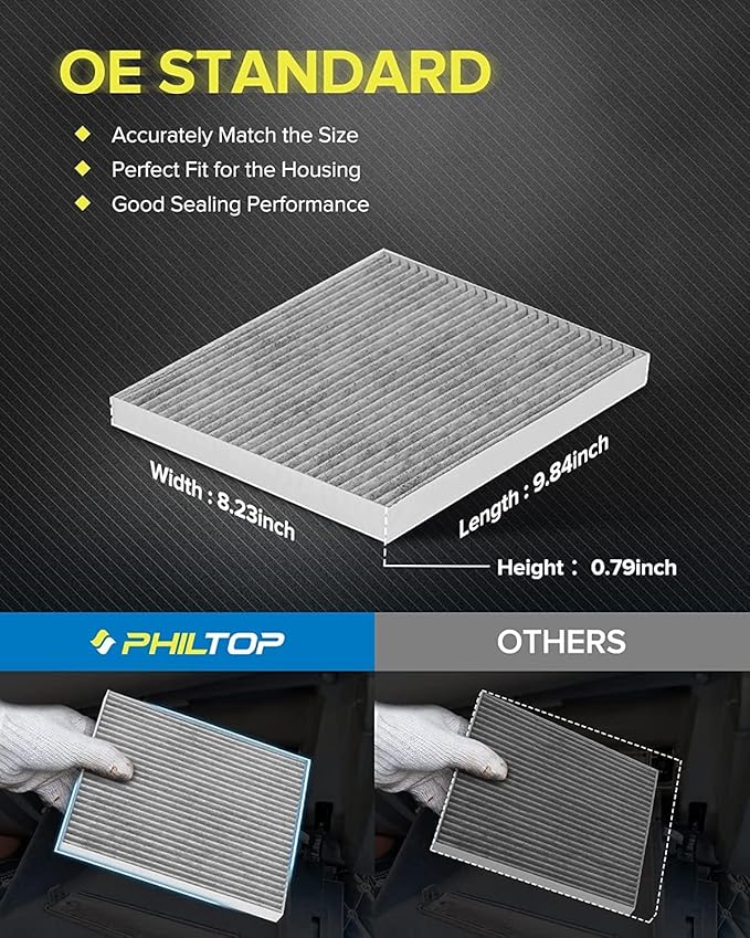 PHILTOP Cabin Air Filter, ACF058 (CF10361) Replacement for Cobalt, HHR, G5, Ion, Pursuit, Premium Cabin Filter with Activated Carbon Filter