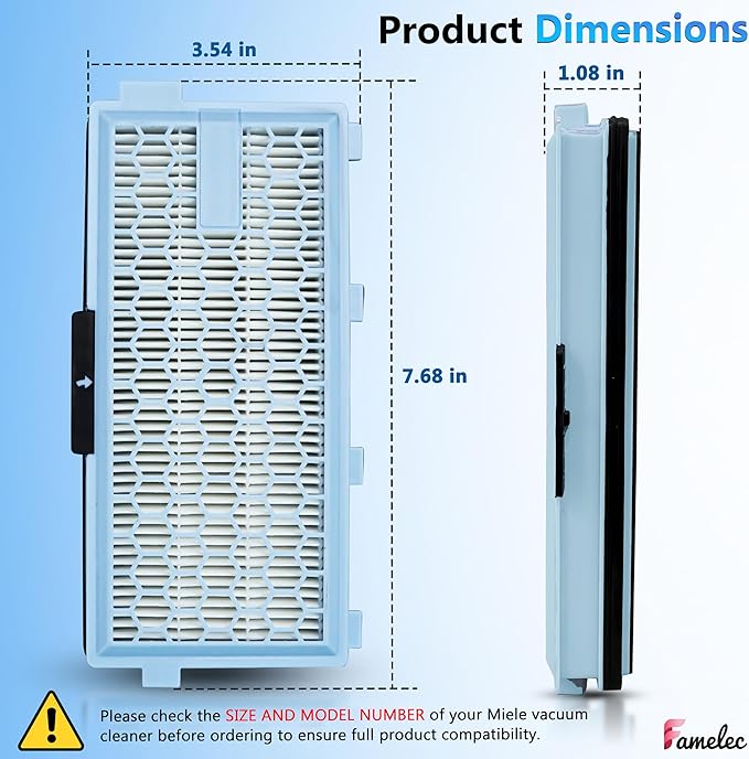 4 Pack for Miele Hepa Airclean 50 Filter, Compatible with Miele Hepa Filter SF-HA 50 Models S4, S5, S6, S8, S8000, S6999 Fits for C2 Compact, for C3, C2 Complete, Filter for Vacuum Cleaner