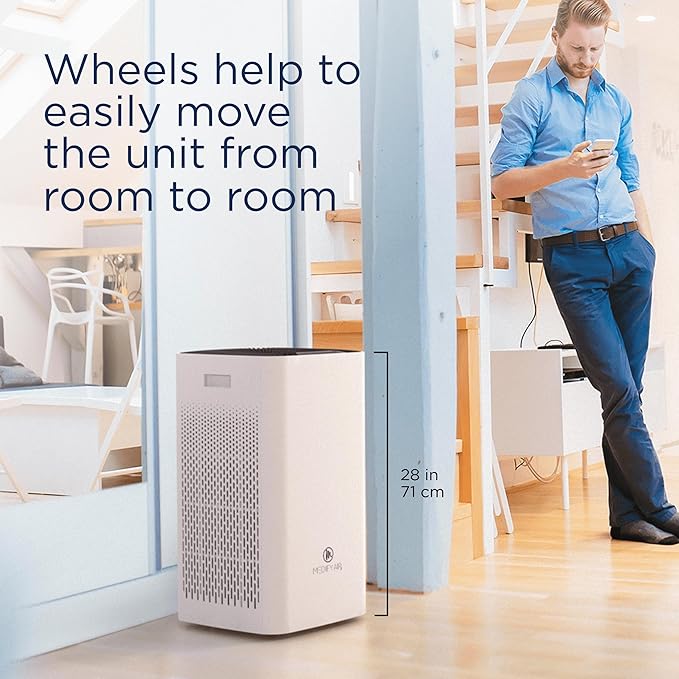 Medify MA-112 Air Purifier V3.0 with True HEPA H13 Filter|5,948 ft² Coverage in 1hr for Smoke, Wildfires, Odors, Pollen, Pets | Quiet 99.9% Removal to 0.1 Microns | White, 1-Pack