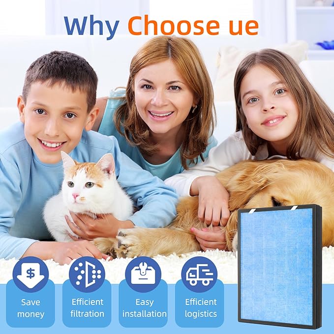 2 Pack HSP002 True HEPA Filter Replacements for Air Purifier Filters HSP002,3 in 1 H13 True HEPA Filter with Activated Carbon Pre-Filter