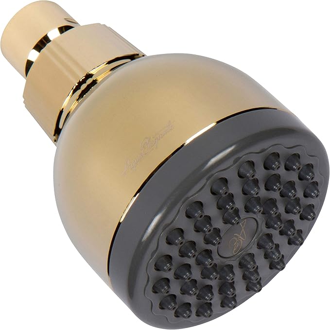 Aqua Elegante Low Water Pressure Shower Heads - Best High Pressure Boosting Wall Mount Showerhead - Indoor And Outdoor Modern Bath Spa Head, 2.5 GPM - Polished Brass